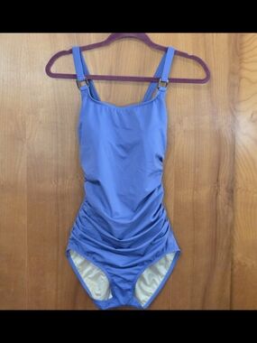 Women's Blue One-Piece Swimsuit with Adjustable Straps